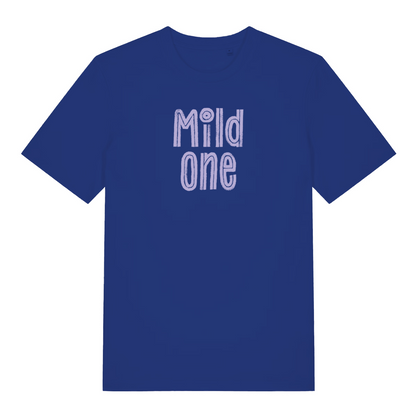blue matching t-shirt with the text 'mild one'