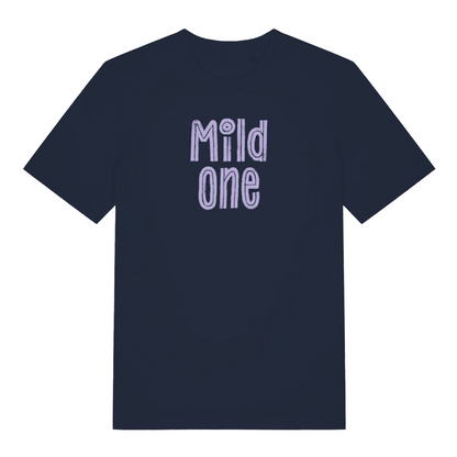 navy matching t-shirt with the text 'mild one'