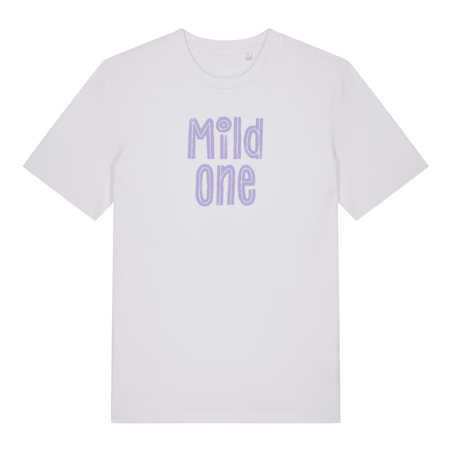 white matching t-shirt with the text 'mild one'