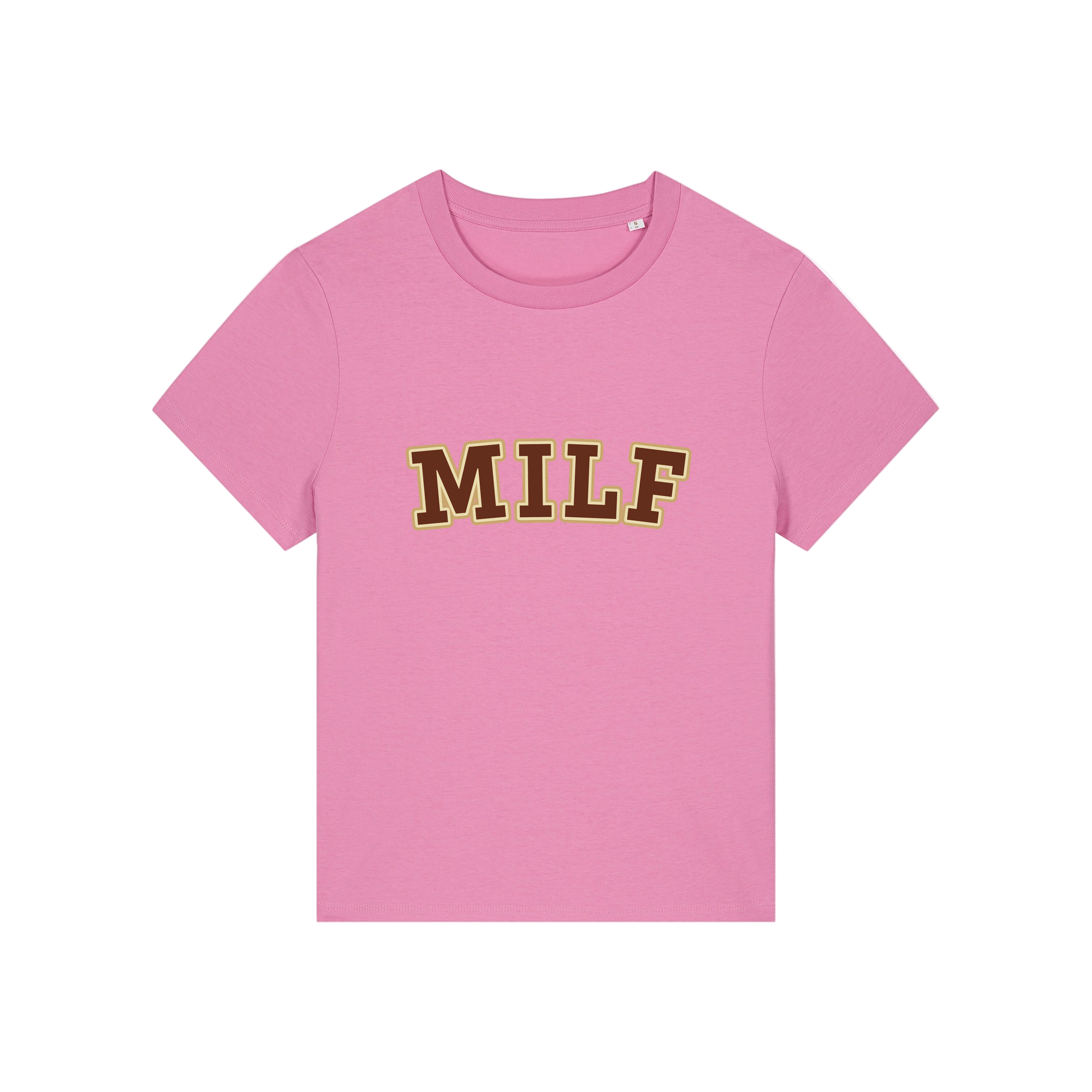 pink matching t-shirt with the slogan 'milf'