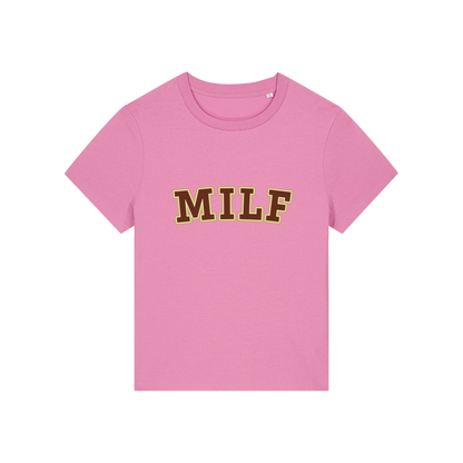 pink matching t-shirt with the slogan 'milf'