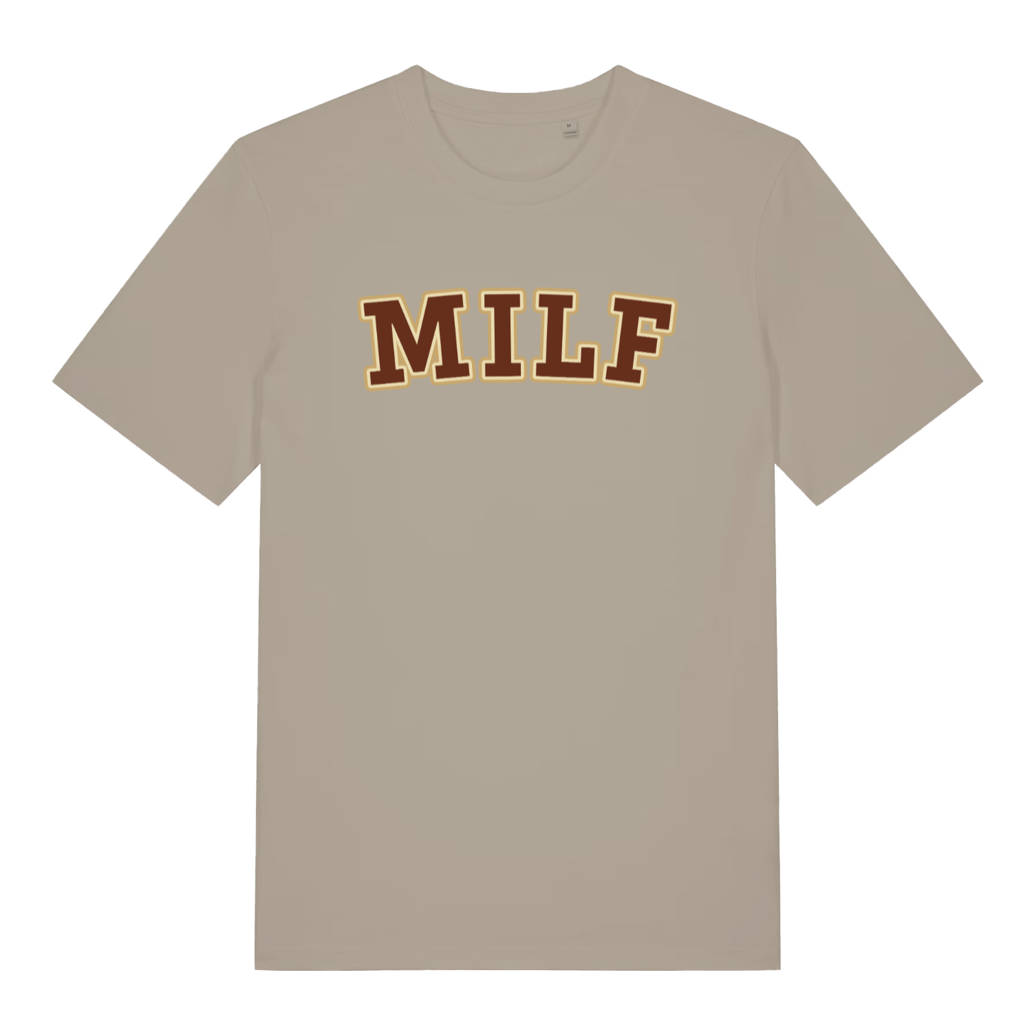 stone women's slogan t-shirt with the text 'milf'