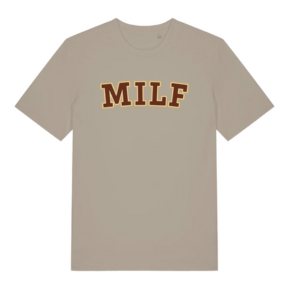 stone women's slogan t-shirt with the text 'milf'
