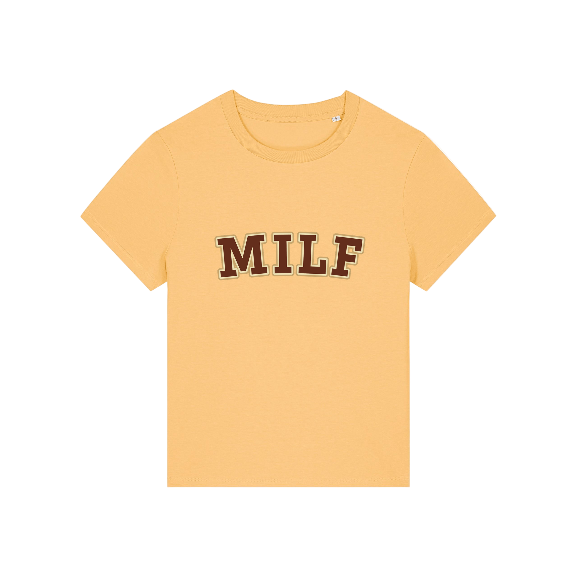 yellow matching t-shirt with the slogan 'milf'