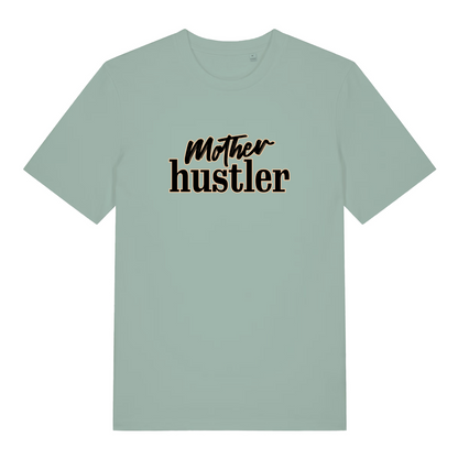 green women's mum t-shirt with the slogan 'mother hustler'
