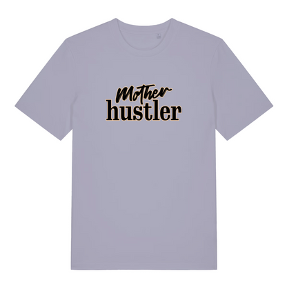 lavender women's mum t-shirt with the slogan 'mother hustler'