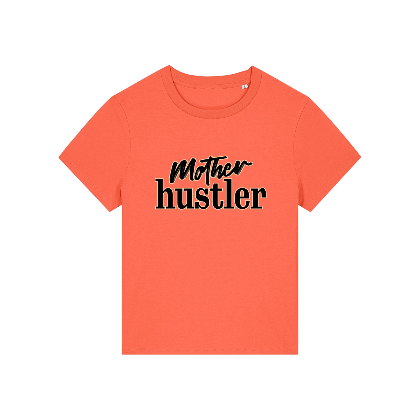 orange mum t-shirt with the slogan 'mother hustler'