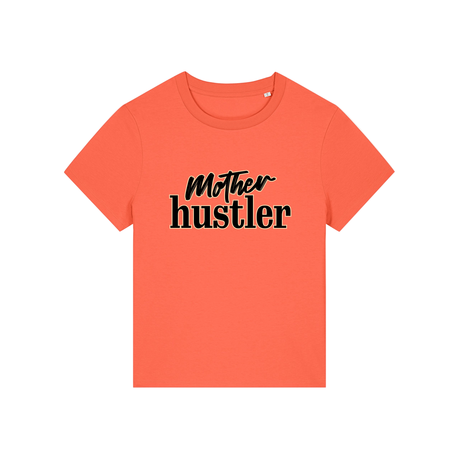 orange mum t-shirt with the slogan 'mother hustler'