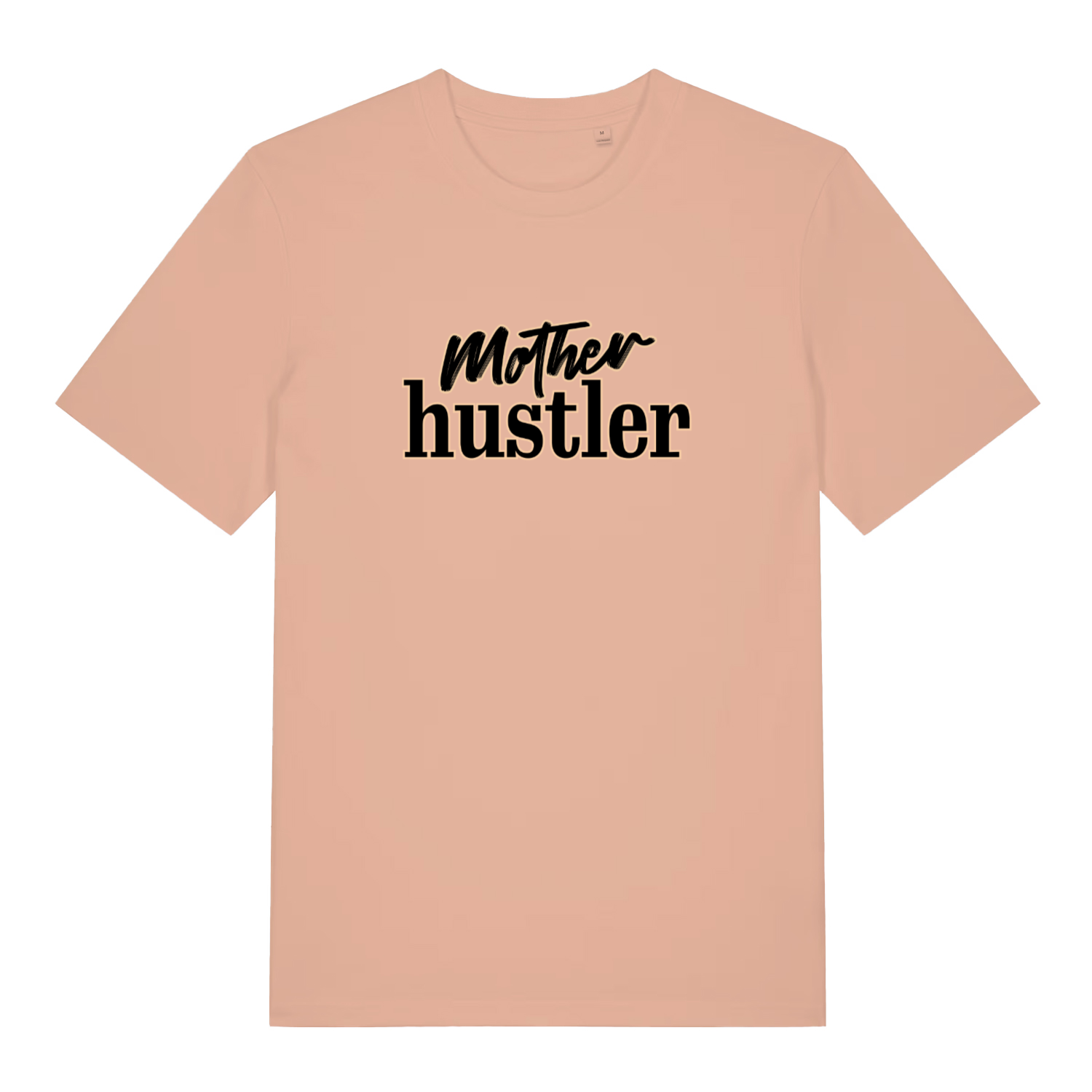 peach women's mum t-shirt with the slogan 'mother hustler'