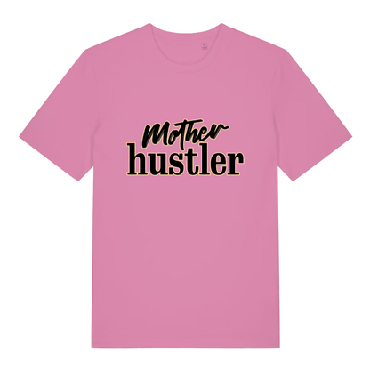 Pink Mother Hustler funny slogan t-shirt showing bold mum hustle lettering  