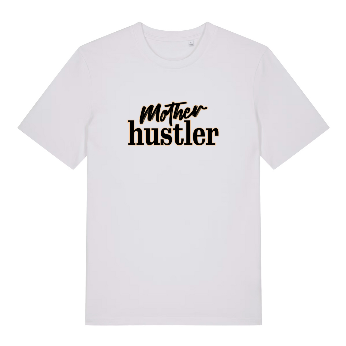 white women's mum t-shirt with the slogan 'mother hustler'