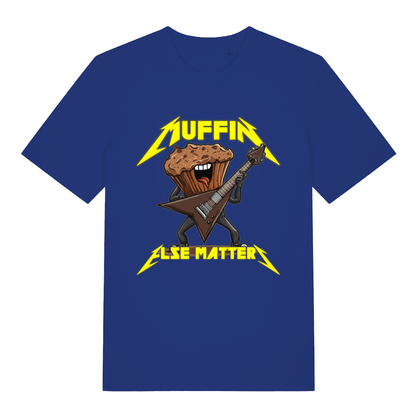 Blue Muffin Else Matters funny graphic t-shirt featuring raging muffin and Metallica-style logo  