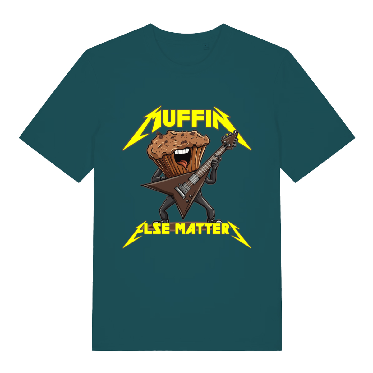 Teal Muffin Else Matters funny graphic t-shirt showing chocolate muffin rocker design  