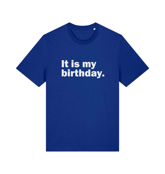 blue birthday t-shirt with the slogan 'it's my birthday'