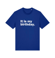 blue birthday t-shirt with the slogan 'it's my birthday'