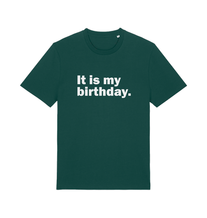 green birthday t-shirt with the slogan 'it's my birthday'