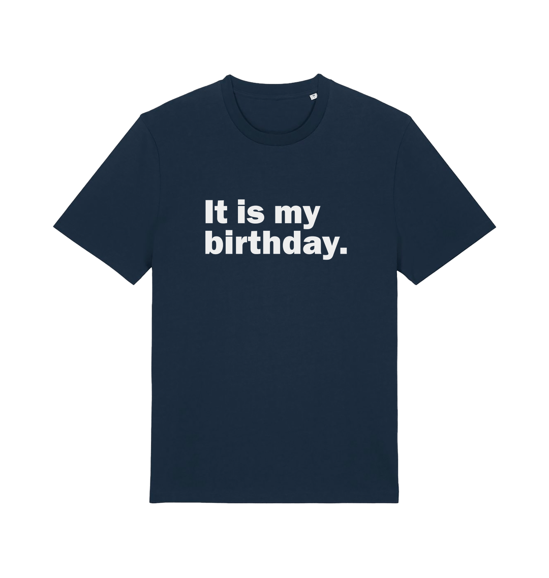 navy birthday t-shirt with the slogan 'it's my birthday'