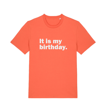 orange birthday t-shirt with the slogan 'it's my birthday'
