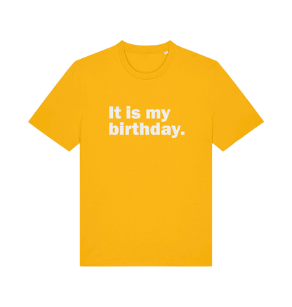 yellow birthday t-shirt with the slogan 'it's my birthday'