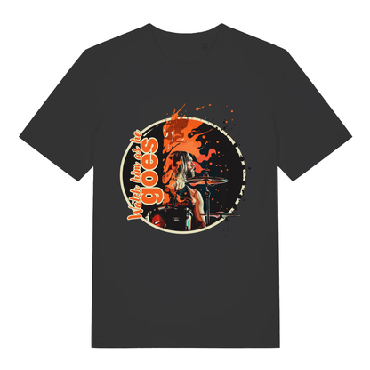 Black Watch Him As He Goes funny graphic t-shirt with stylized drummer tribute design  