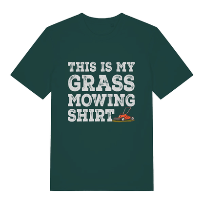 Green This Is My Grass Mowing Shirt funny slogan t-shirt with lawnmower graphic and distressed print  