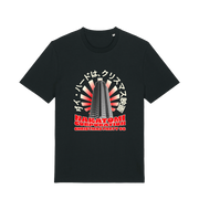 black christmas t-shirt with the graphic of a tower and the slogan 'nakatomi corporation christmas party'