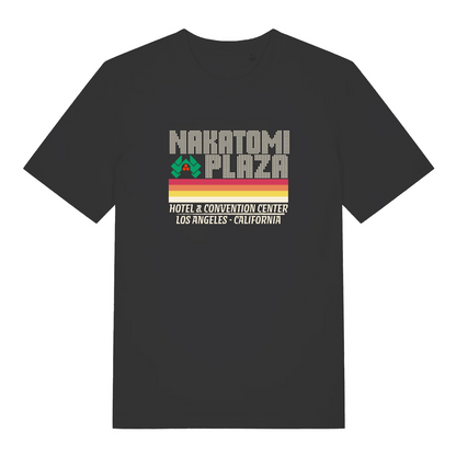 black christmas slogan t-shirt with the text 'nakatomi plaza'