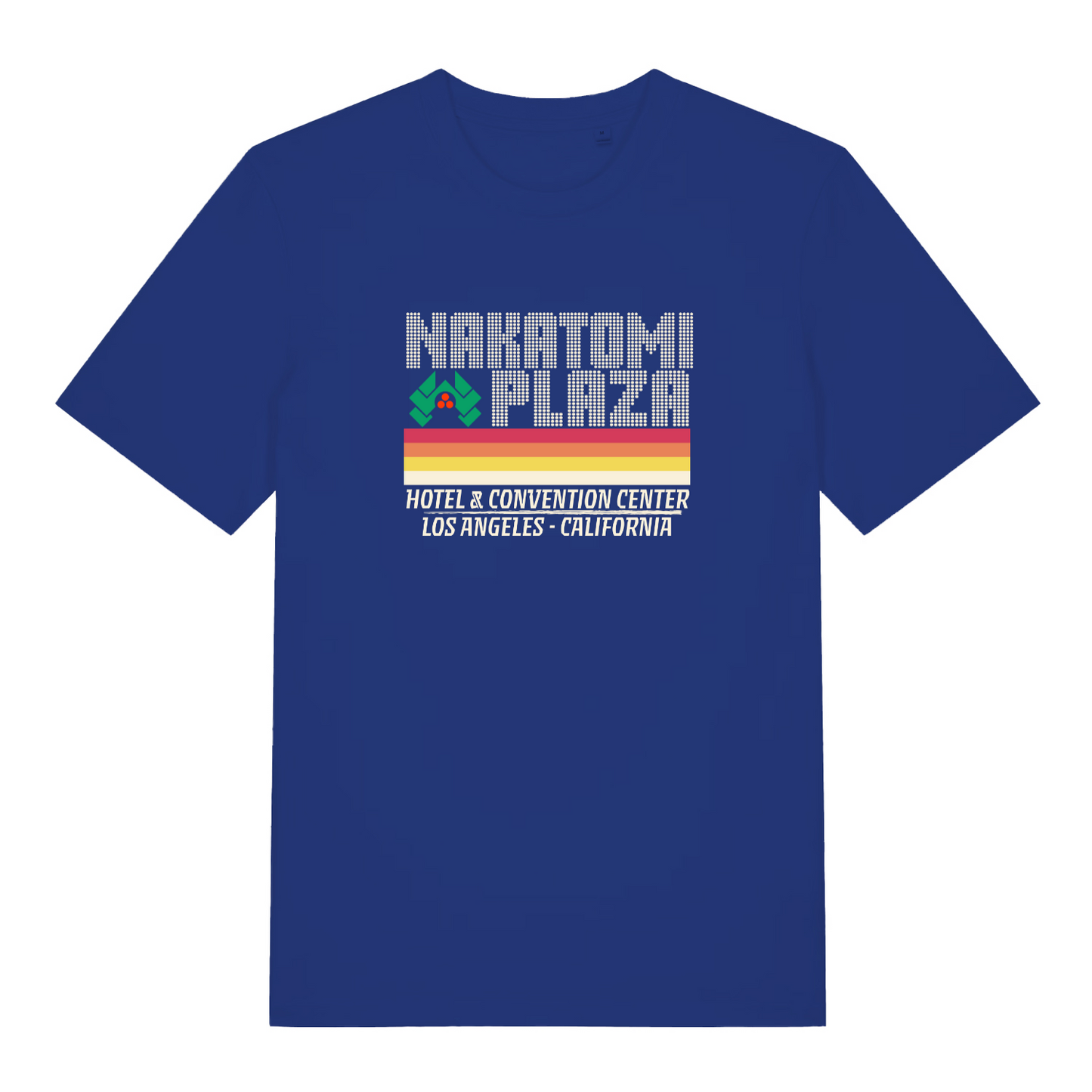 blue christmas slogan t-shirt with the text 'nakatomi plaza'