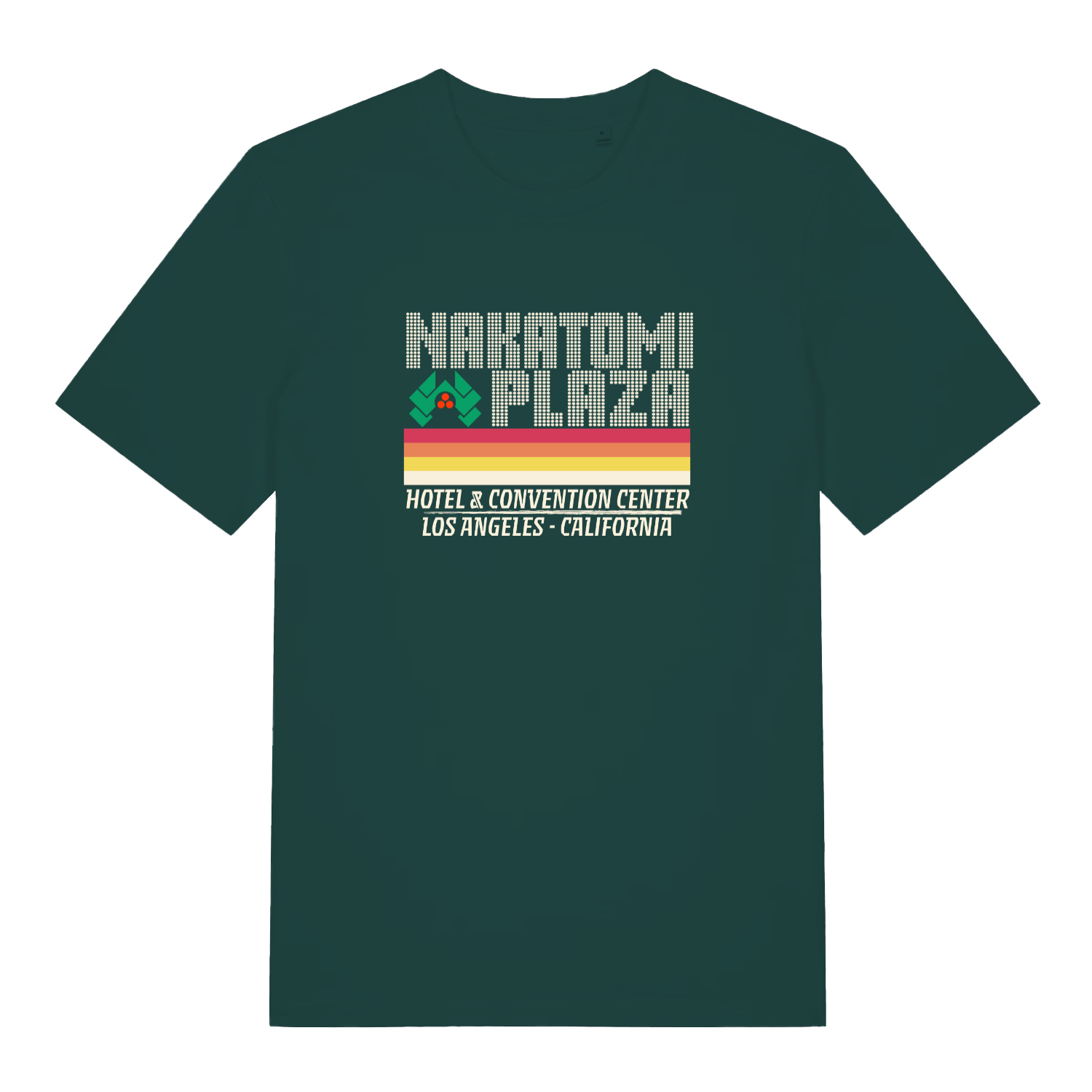 green christmas slogan t-shirt with the text 'nakatomi plaza'