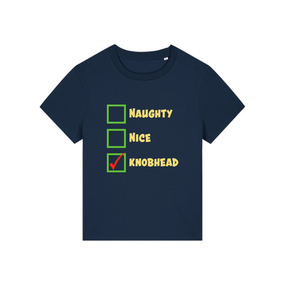 navy christmas slogan t-shirt with humorous text and checkboxes 