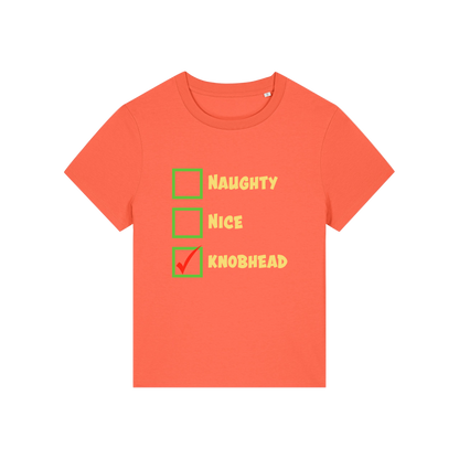 orange christmas slogan t-shirt with humorous text and checkboxes 