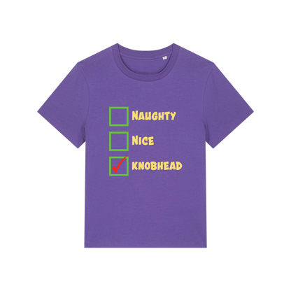 purple christmas slogan t-shirt with humorous text and checkboxes 