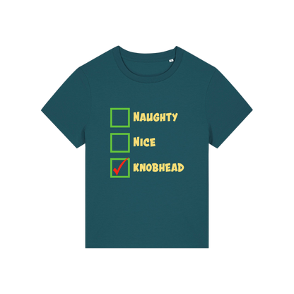 teal christmas slogan t-shirt with humorous text and checkboxes 