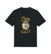 black funny offensive t-shirt with the graphic of a donkey and the slogan 'nice ass'