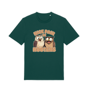 green matching t-shirt with a pair of cartoon owls and the slogan 'nice pair of hooters'