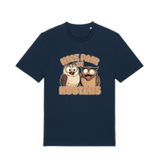 navy matching t-shirt with a pair of cartoon owls and the slogan 'nice pair of hooters'