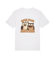 white matching t-shirt with a pair of cartoon owls and the slogan 'nice pair of hooters'