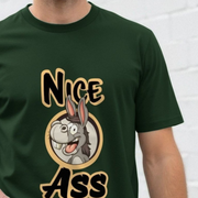 Green funny adult cartoon t-shirt with cartoon donkey graphic and text  