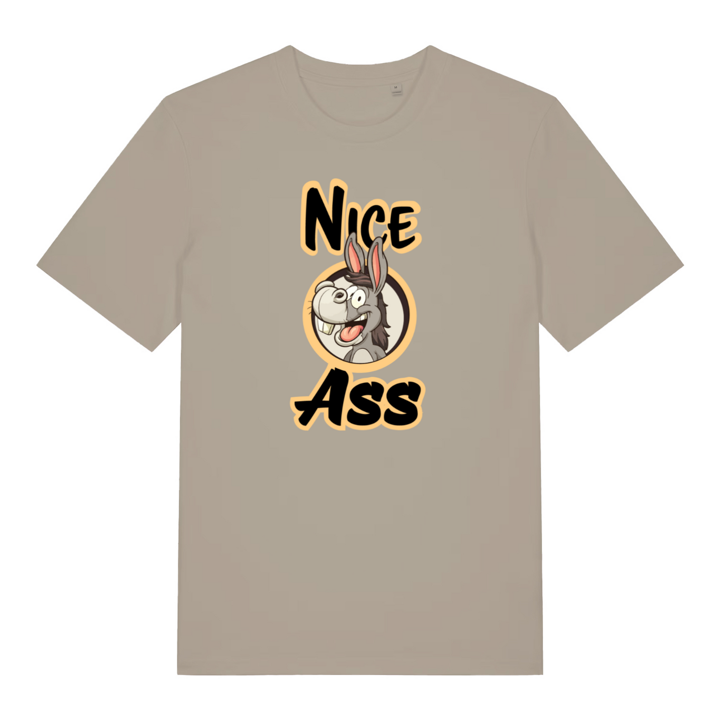 stone funny offensive t-shirt with the graphic of a donkey and the slogan 'nice ass'