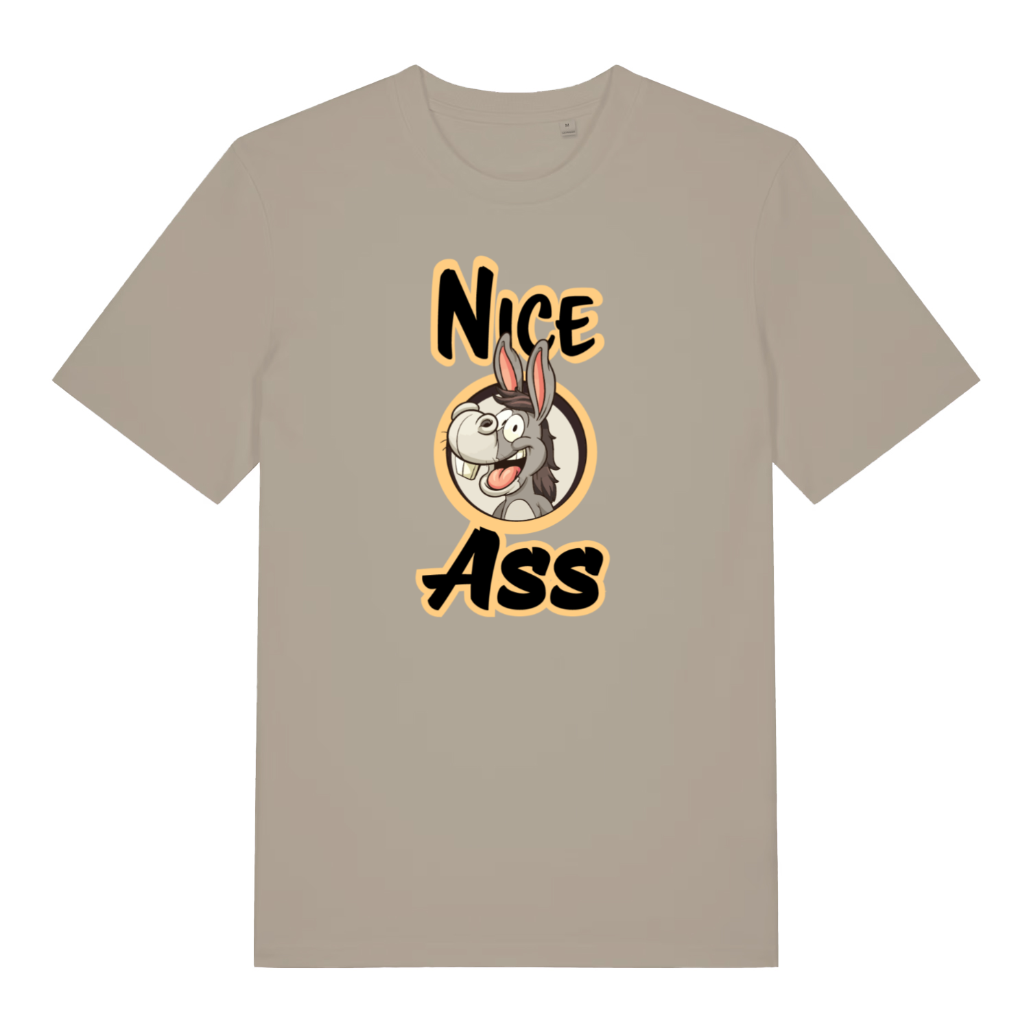 stone funny offensive t-shirt with the graphic of a donkey and the slogan 'nice ass'