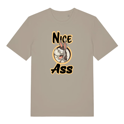 stone funny offensive t-shirt with the graphic of a donkey and the slogan 'nice ass'