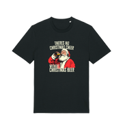 black christmas t-shirt with the graphic of santa drinking a vbeer and the slogan 'theres no christmas cheer without christmas beer'