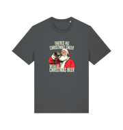 grey christmas t-shirt with the graphic of santa drinking a vbeer and the slogan 'theres no christmas cheer without christmas beer'