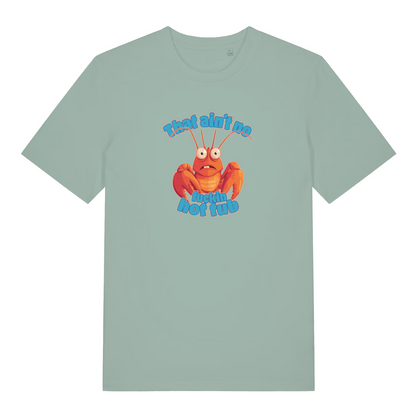 green women's funny animal t-shirt with a lobster graphic and the slogan 'this ain't no fucking hot tub'