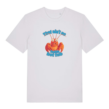 white women's funny animal t-shirt with a lobster graphic and the slogan 'this ain't no fucking hot tub'