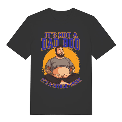 Black It’s Not A Dad Bod It’s A Father Figure funny graphic t-shirt with tattooed zen dad  