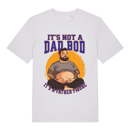 White It’s Not A Dad Bod It’s A Father Figure funny graphic t-shirt featuring humorous father figure design  