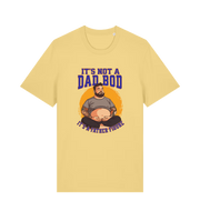 yellow funny dad t-shirt with the graphic of a man with a beer belly and the slogan 'it's not a dad bod it's a father figure'