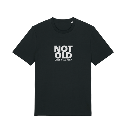 black funny slogan t-shirt with 'not old just well aged'