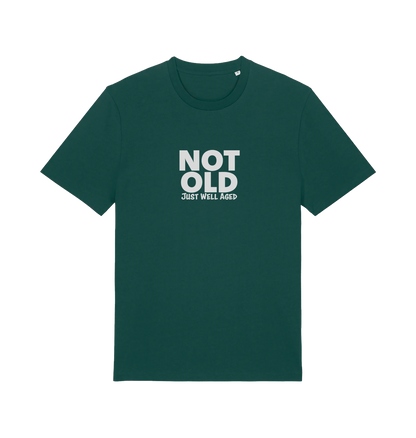 green funny slogan t-shirt with 'not old just well aged'